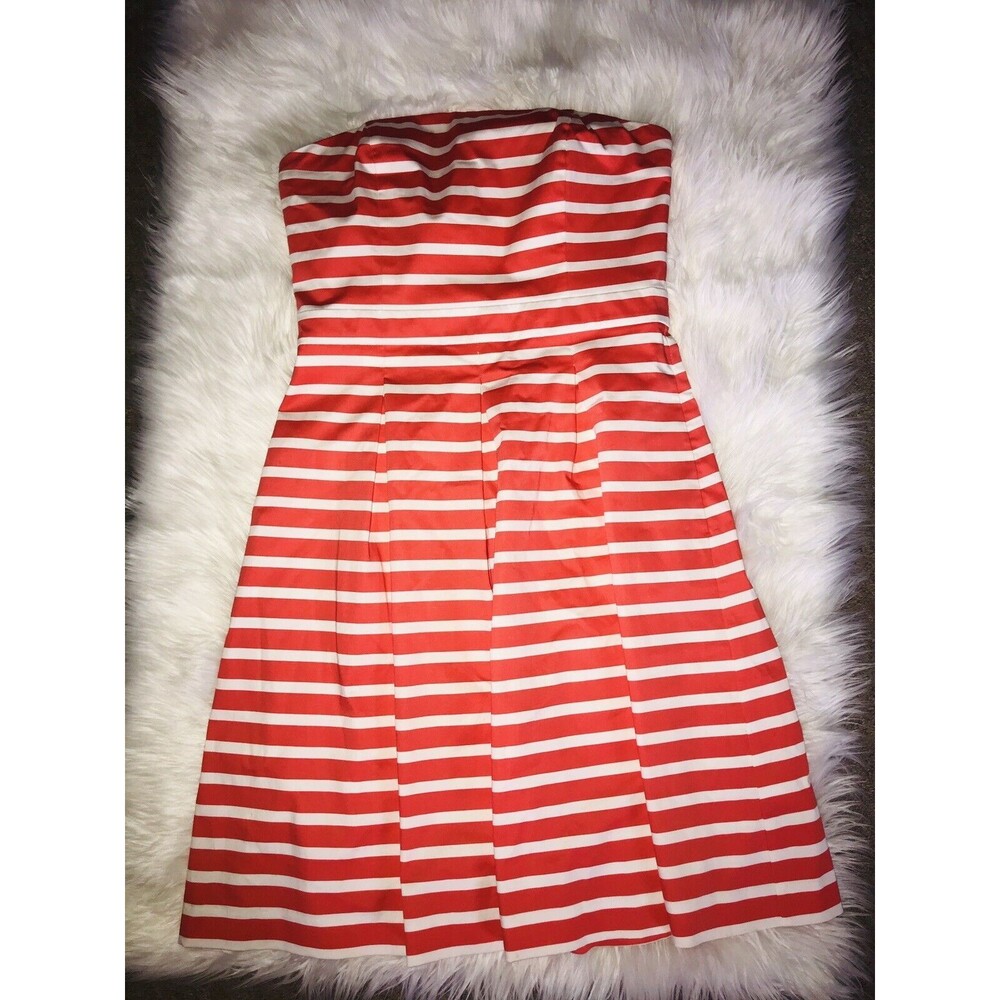 GAP DRESS SIZE 4 STRAPLESS JUNIORS COARL WHITE STRIPE MINI DRESS HOMECOMING GIFT